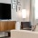living room with a couch, coffee table, and tv
